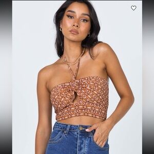 Princess Polly Floral Rust Crop Top